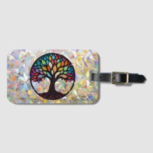 Etiqueta De Bagagem Árvore Colorida do Design da Vida – Espiritual Boh