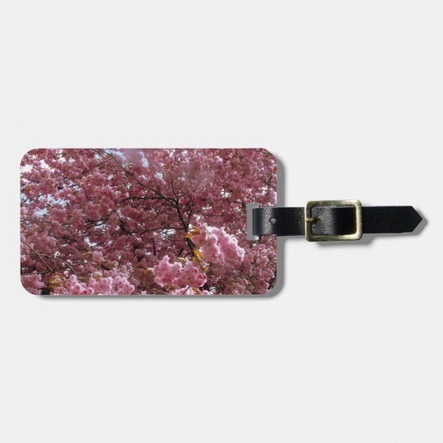 Etiqueta De Bagagem Árvore de Flor Rosa (Frente Horizontal)