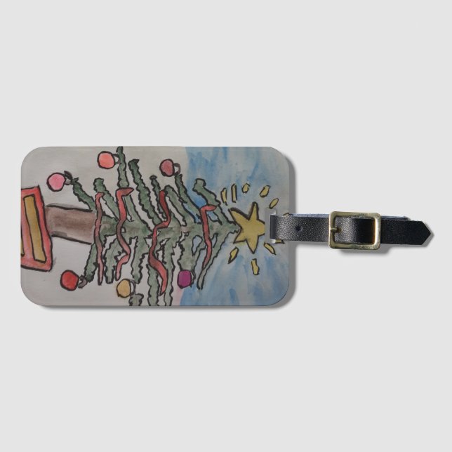 Etiqueta De Bagagem Árvore de Natal (Frente Horizontal)