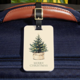 Etiqueta De Bagagem Árvore de Natal Minimalista Rústica