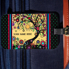 Etiqueta De Bagagem Árvore Floral bonito de Diversão de Inspirividade 