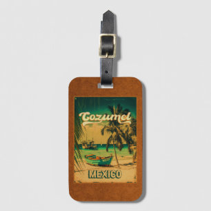 Etiqueta De Bagagem Árvore Palm Cozumel Retro 80s Placa Mexicana
