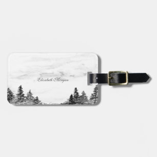 Etiqueta De Bagagem Árvores de Inverno a Aquarela, Paisagem