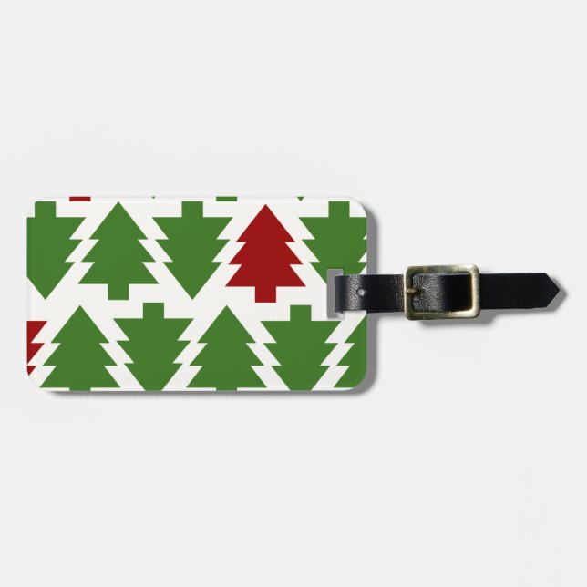 Etiqueta De Bagagem Árvores de Natal Padrão de Feriado (Frente Horizontal)