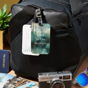 Etiqueta De Bagagem Árvores Verde Dourado com Pássaros no Natal