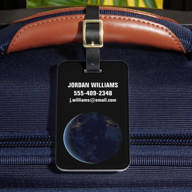 Etiqueta De Bagagem As Luzes da Terra à Noite (Frente Insitu 2)