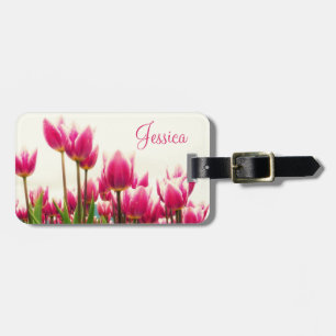 Etiqueta De Bagagem As senhoras cor-de-rosa bonitas das tulipas