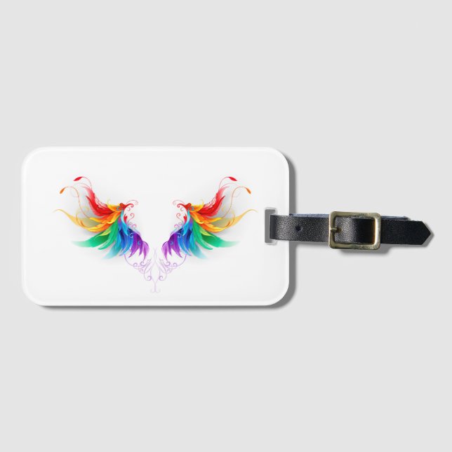 Etiqueta De Bagagem Asas Fluffy Rainbow (Frente Horizontal)