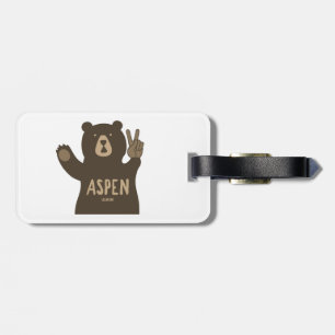 Etiqueta De Bagagem Aspen Colorado Peace Bear