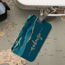 Assinatura Personalizada Ágata Azul Turquesa Doura