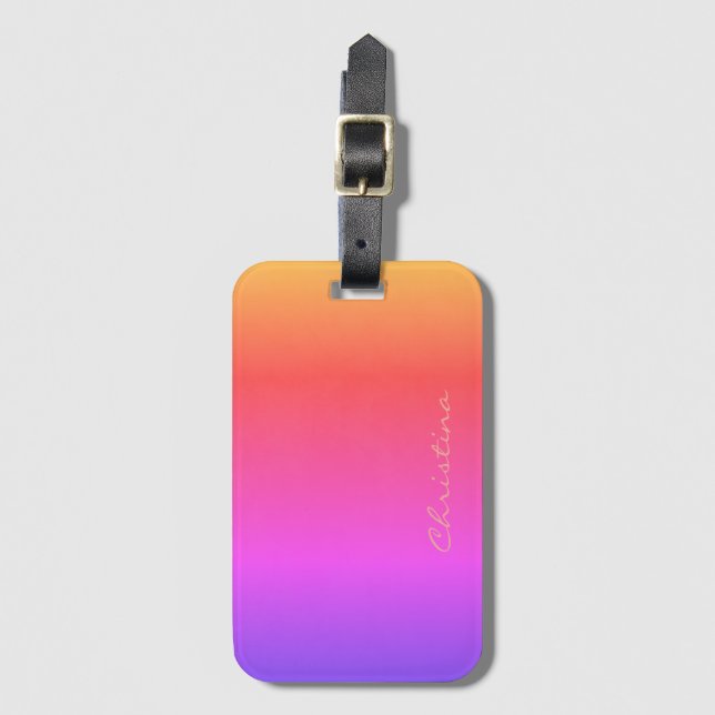 Etiqueta De Bagagem Assinatura Rainbow Sunset Ombré (Frente Vertical)