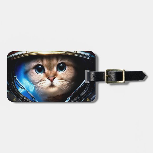Etiqueta De Bagagem Astronauta Cat (Frente Horizontal)