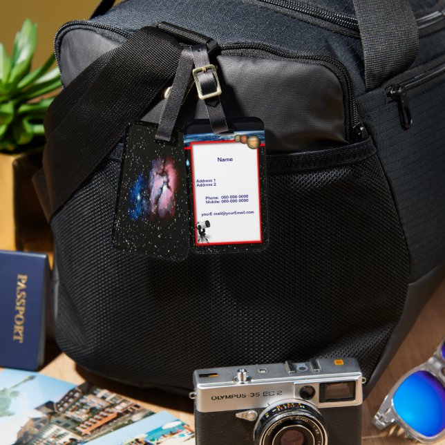 Etiqueta de bagagem astronômica (Frente e verso)