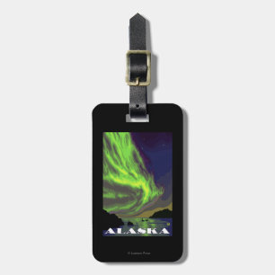 Etiqueta De Bagagem Aurora boreal e viagens vintage das orcas