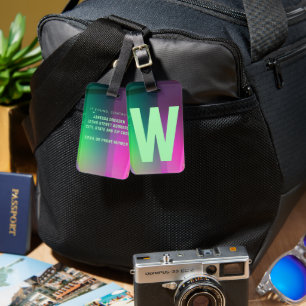 Etiqueta De Bagagem Aurora Geometria Pulso Luzes Verdes Rosa Quente Ne