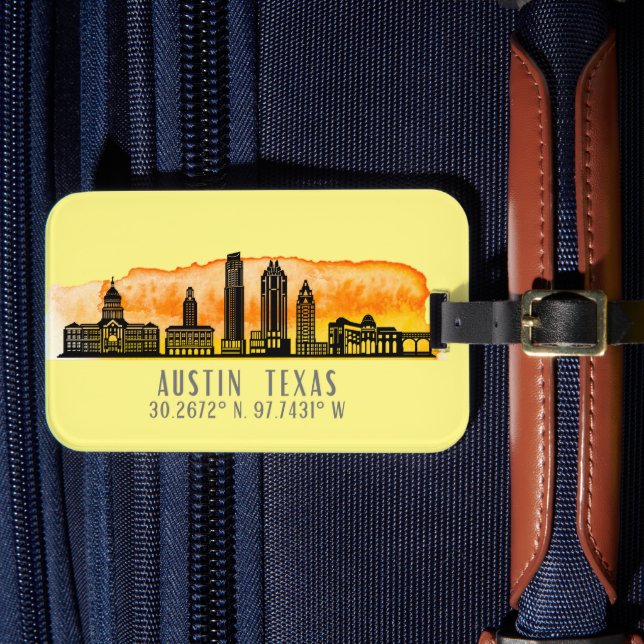 Etiqueta De Bagagem Austin Skyline Latitude (Frente Insitu 4)