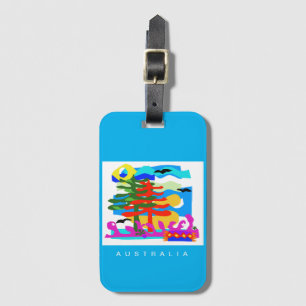 Etiqueta De Bagagem Austrália - BEACHES - Sol e Surf - Azul
