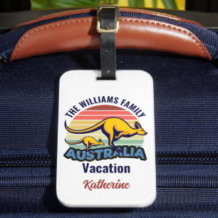 Etiqueta De Bagagem Austrália Trip Cute Kangaroo Sunset Personalizado