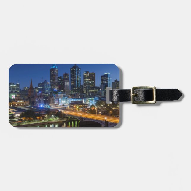 Etiqueta De Bagagem Austrália, Vitória, Melbourne, horizonte com (Frente Horizontal)