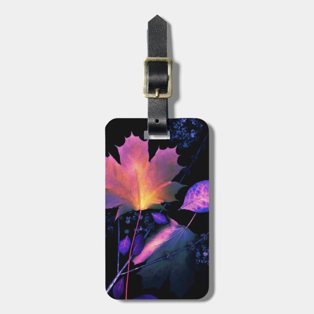 Etiqueta De Bagagem Autumn Leaves em Neon (Frente Vertical)