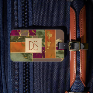 Etiqueta De Bagagem Autumn Luxury   Mármore Geométrico Dourado De To