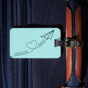 Etiqueta De Bagagem Aventura de Avião de Papel Bonito e Coração Aguard