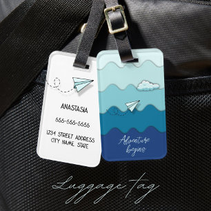 Etiqueta De Bagagem Avião de papel Início da aventura