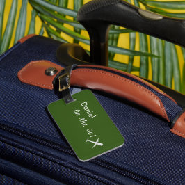 Etiqueta De Bagagem Avião personalizado "Em movimento", Forest Green