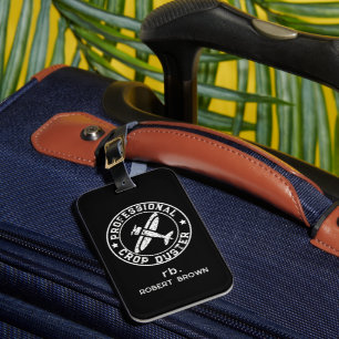 Etiqueta De Bagagem Avião Pulverizador Personalizado Antigo Texto Bran