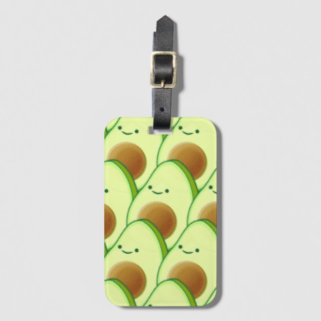 Etiqueta De Bagagem Avocado Bonito Por Todo O Desenho (Frente Vertical)