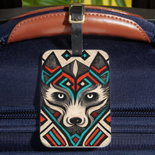 Etiqueta De Bagagem Aztec Wolf Face