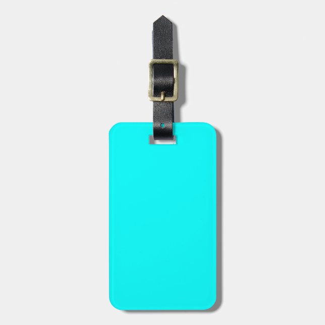 Etiqueta De Bagagem Azul Aqua Sólido (Frente Vertical)