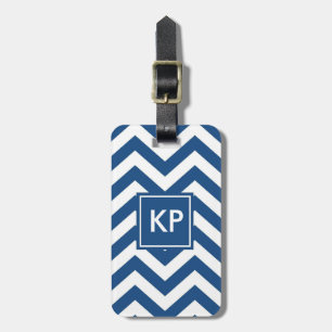 Etiqueta de Bagagem Azul com Chevron Personalizado