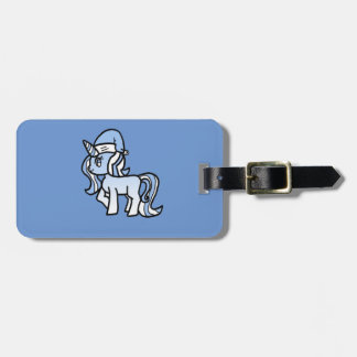 Etiqueta De Bagagem Azul do fosco da neve do unicórnio do Natal