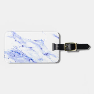 Etiqueta De Bagagem Azul e mármore branco