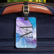 Azul e Roxo Marmoreados Monogramas