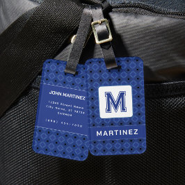 Etiqueta de Bagagem Azul Elegante para o Homem