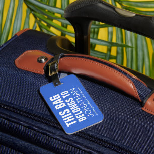 Etiqueta De Bagagem Azul engraçado personalizado do humor da atençã