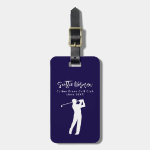 Etiqueta De Bagagem Azul Marinho Nome de Golfista Personalizado