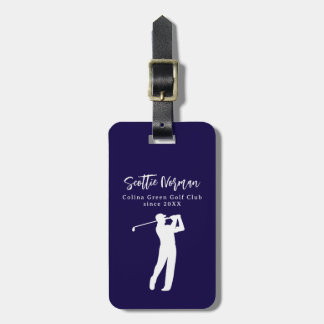 Etiqueta De Bagagem Azul Marinho Nome de Golfista Personalizado