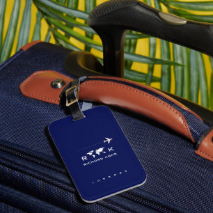 Etiqueta de Bagagem Azul Moderna do Mundo Viagem c