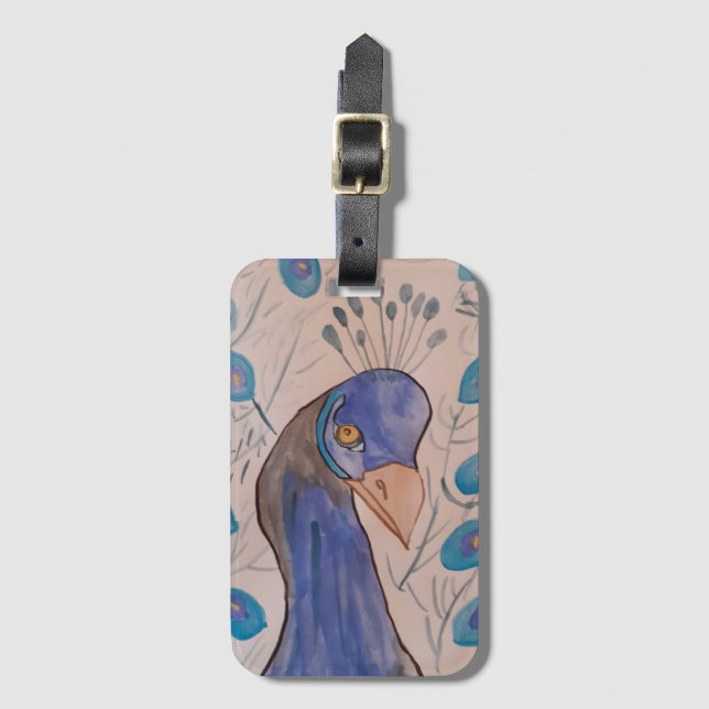 Etiqueta De Bagagem Azul Pavão (Frente Vertical)