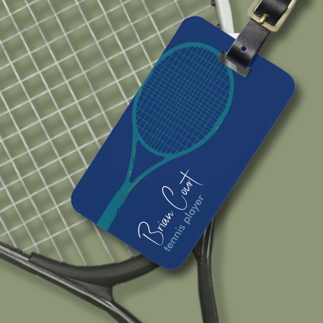 Etiqueta de Bagagem Azul Personalizada Racquet tên (Criador carregado)