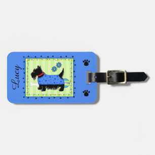Etiqueta De Bagagem Azul personalizado do cão de Terrier do Scottie