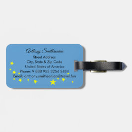 Etiqueta De Bagagem Azul Picton De Bebê Mole Com Estrelas De Ouro