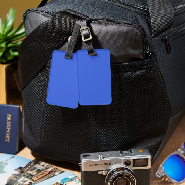 Etiqueta de Bagagem Azul Real (Frente e verso)