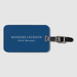 Etiqueta De Bagagem Azul Simples Minimalista Moderno Profissional