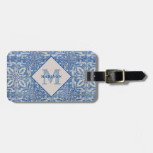 Azulejos Portugueses Vintage Blue White Monograma