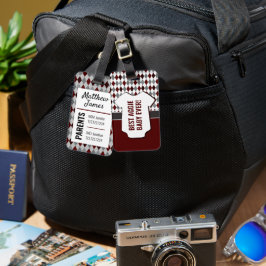 Etiqueta De Bagagem Baby Aggie Maroon Cinza Argyle Patterna Tag