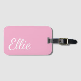 Etiqueta De Bagagem Baby Pink Bliss | Nome Personalizado em Letra Curs